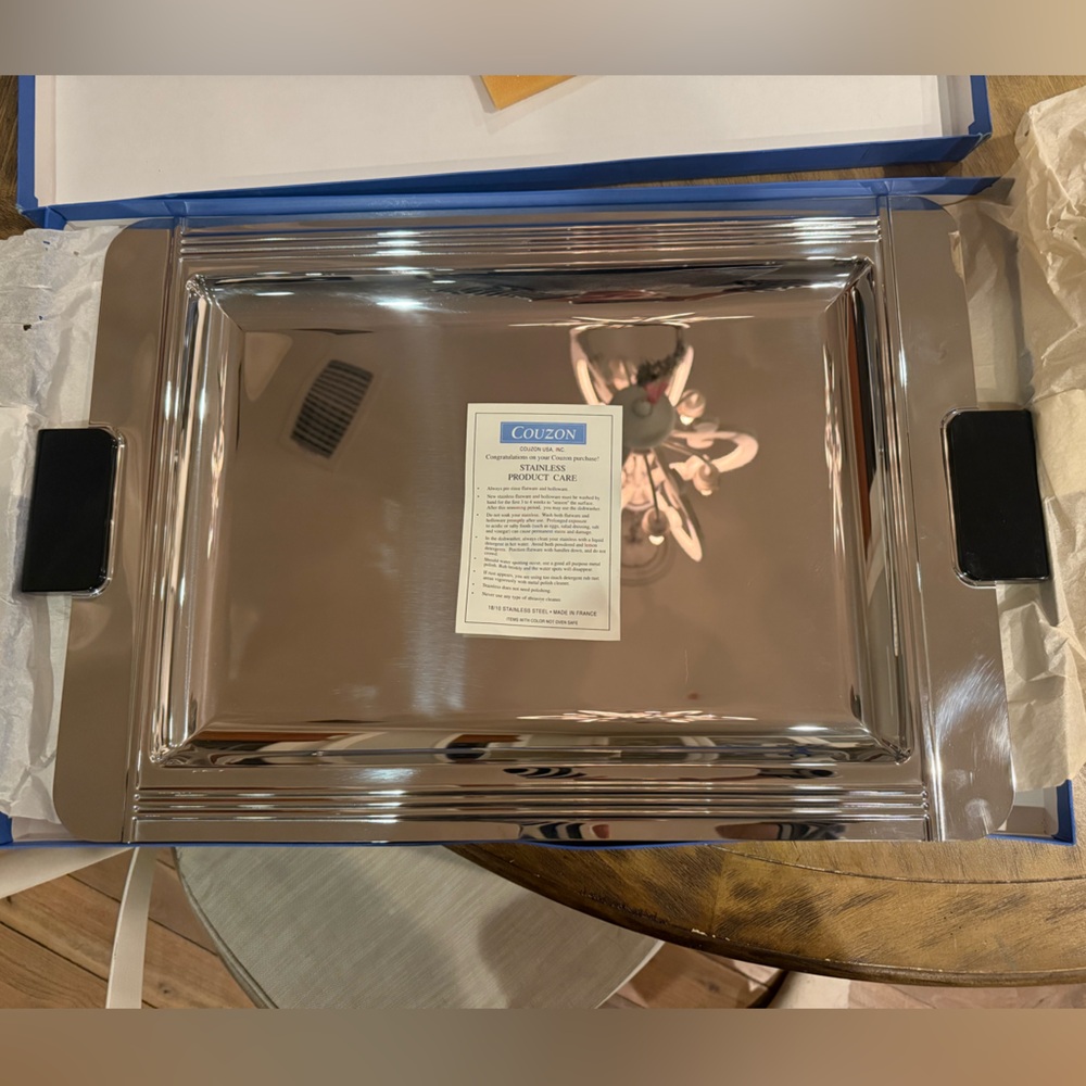 Couzon France Stainless Steel Serving Tray w/ Black Handles – New in Box
